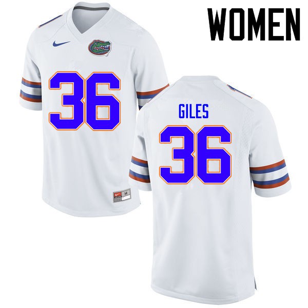Florida Gators Women #36 Eddie Giles College Football Jersey White